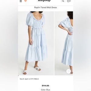 En Saison Poplin Tiered Midi Dress light blue